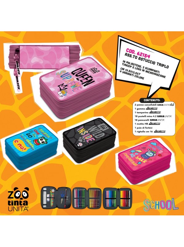 Astuccio portapenne rotondo in tessuto Zoo cod 62154A