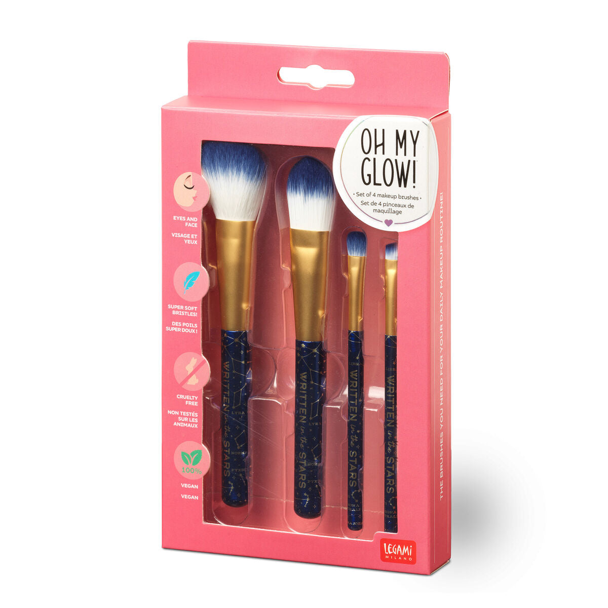 Set di 4 Pennelli per il Trucco - Oh My Glow! - Stars Cod. MUBS0001