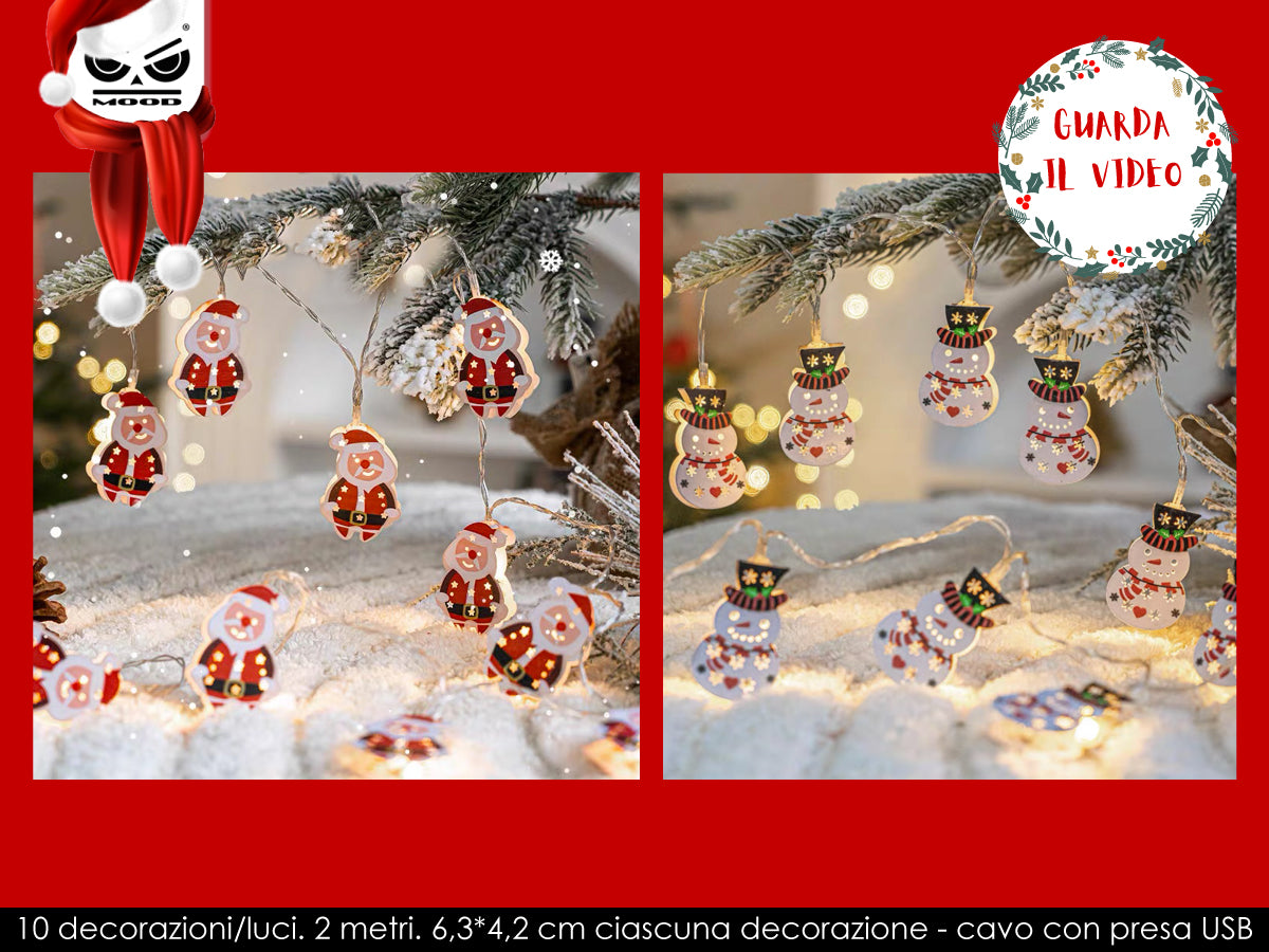 Catena di luci con personaggi 10 led 2 m Cod. XT2683