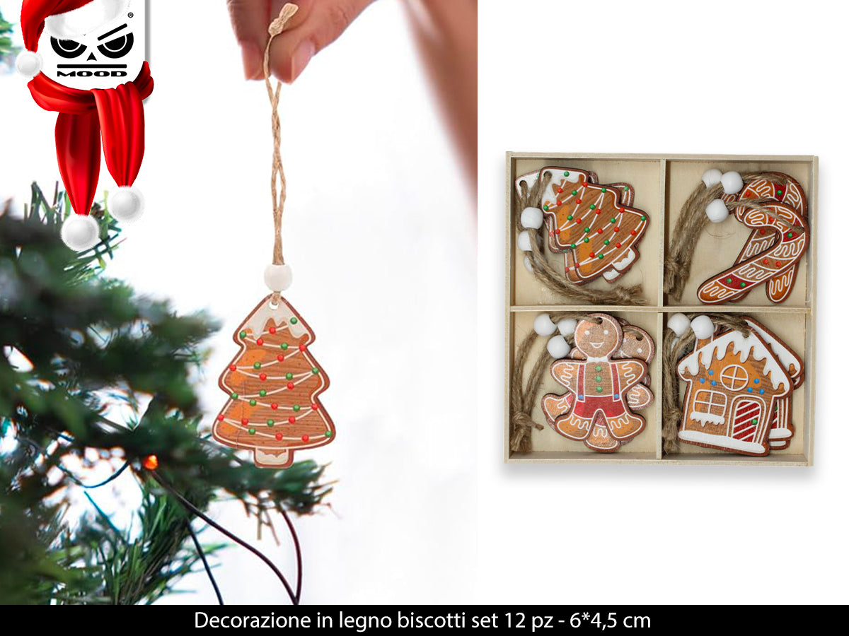 Set 12 appendini in legno Biscotti Cod. XT3332