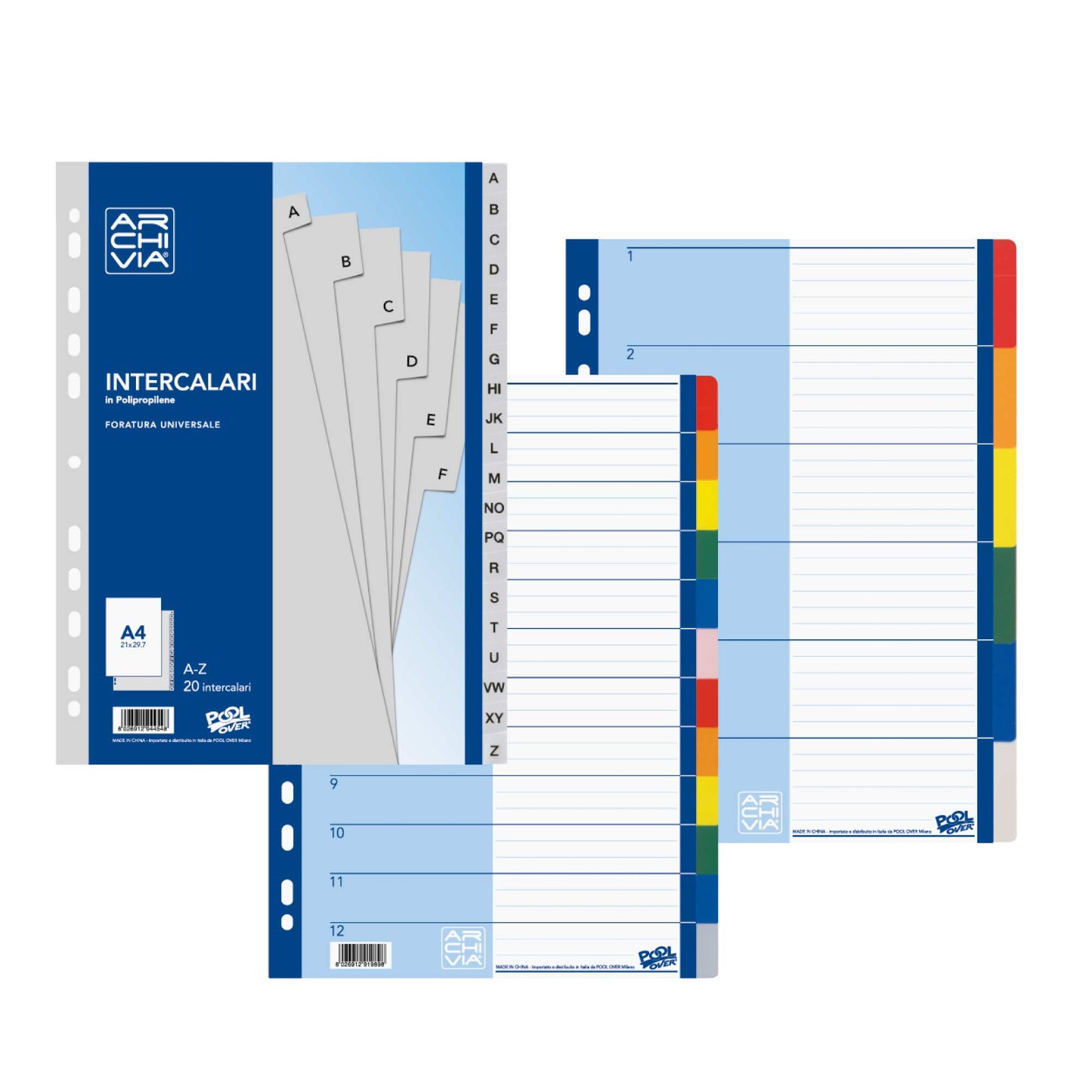 Intercalari PPL 6 tacche colorati Archivia art. 95606