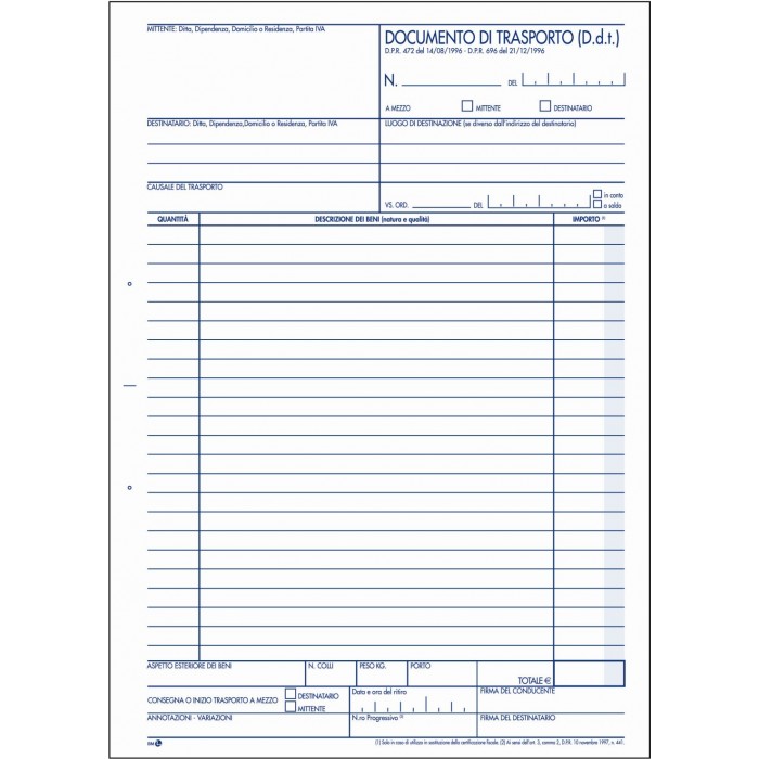 Blocco Documento di trasporto duplice copia A4 271.2