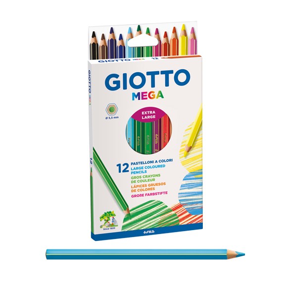 12 Pastelli a colori Giotto Mega Extra Large 5.5 mm