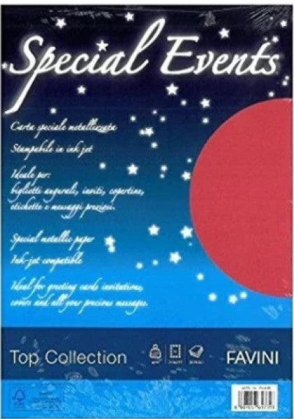 Carta Favini special events cartoncino metallizzato 250 gr 10 fg ROSSO A69C174