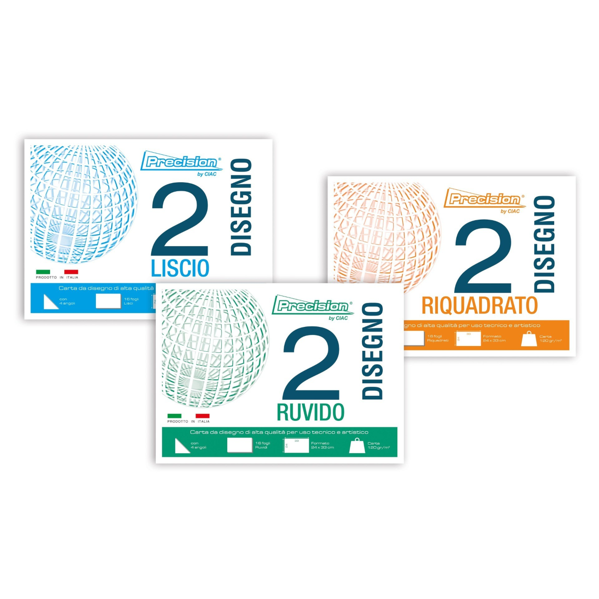 Blocco da disegno Precision 2  12 fg. 120 g. 33 x 48 cm Liscio Cod. 1314