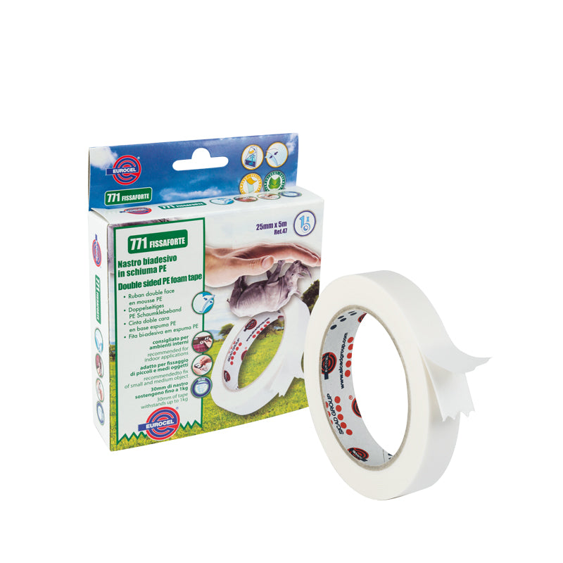 Nastro biadesivo in schiuma PE 771 fissaforte 19 mm * 5 m