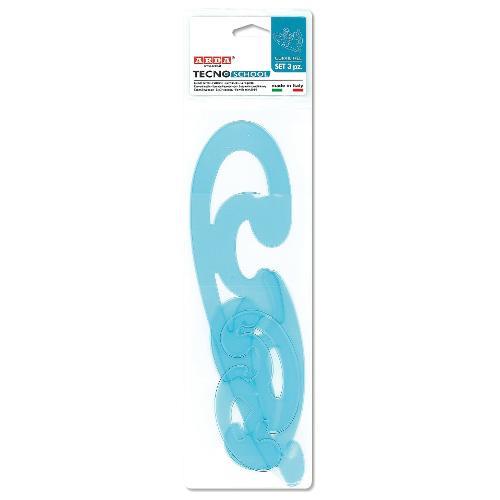 Curvilinee Blu Tecnoschool Set 3 pezzi Cod. 41200