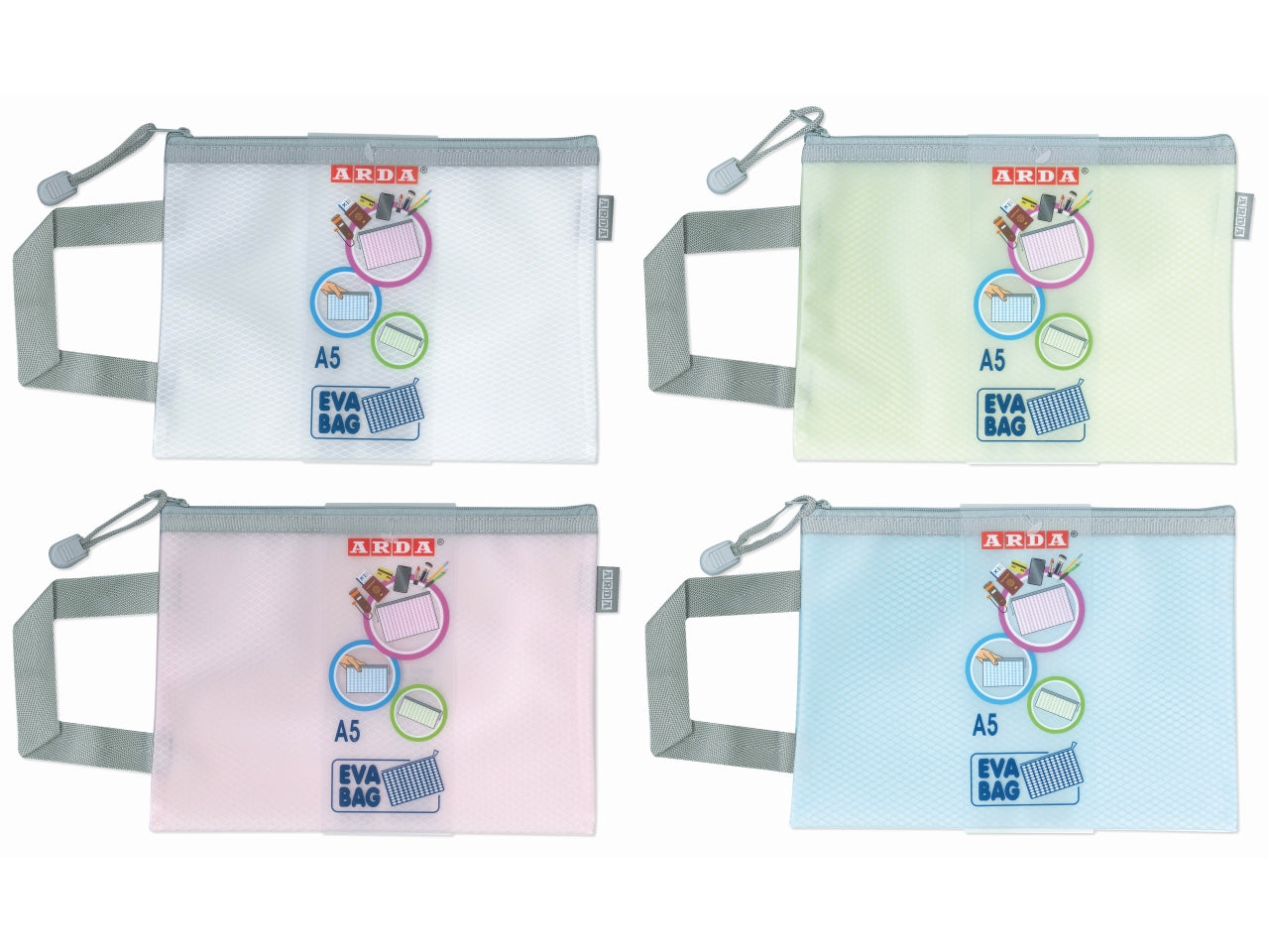 Busta con cerniera A5 in EVA 4 colori assortiti Cod. 0268KCP