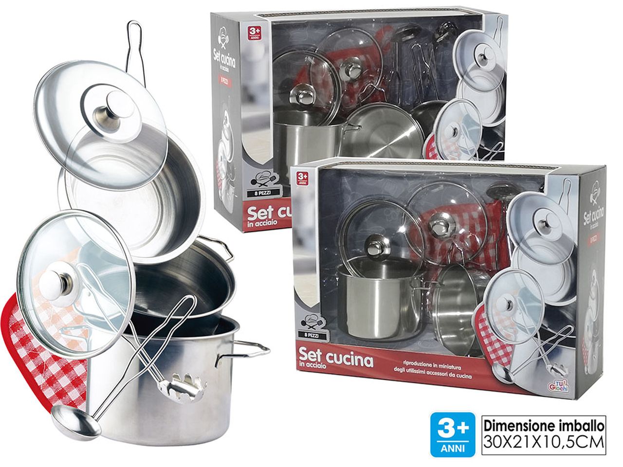 Set cucina con 8 accessori in acciaio Cod. 100530