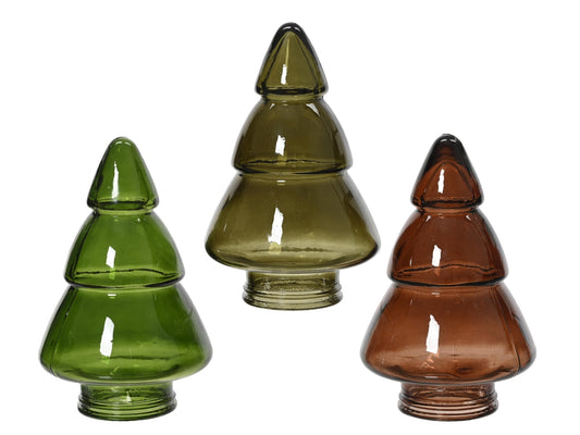 Alberelli in vetro H. 21,5 cm 3 Colori Cod. 647835