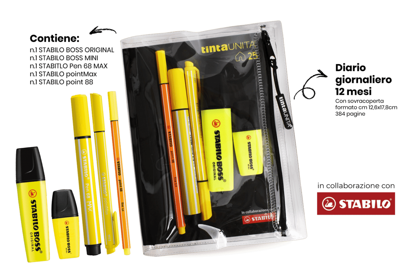 Agenda 12 Mesi TU Stabilo '24/25 c/accessori 12 Fantasie