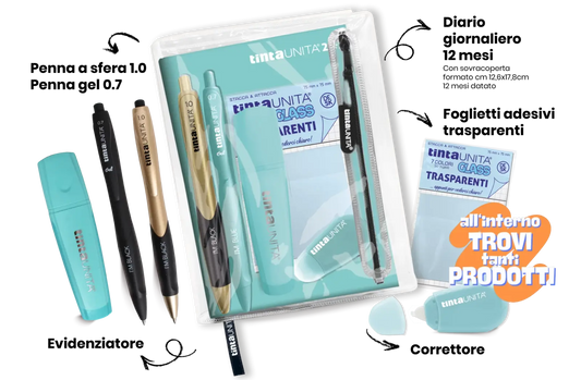 Agenda 12 mesi tinta UNITA con accessori TU 2024/2025 8 colori