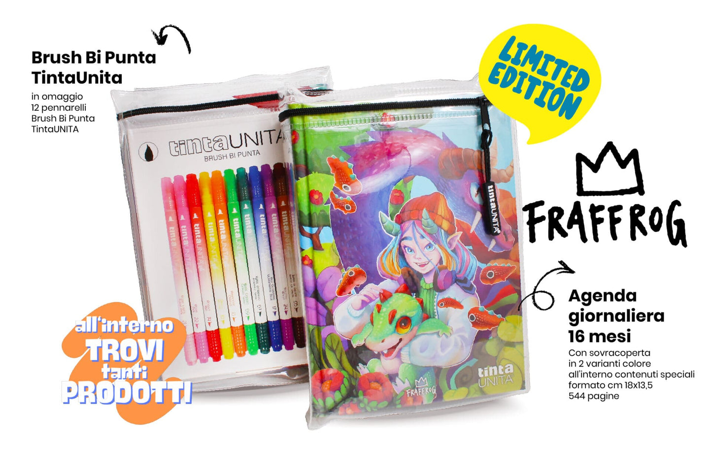 Agenda 16 Mesi TU Fraffrog '24/25 c/accessori tinta UNITA