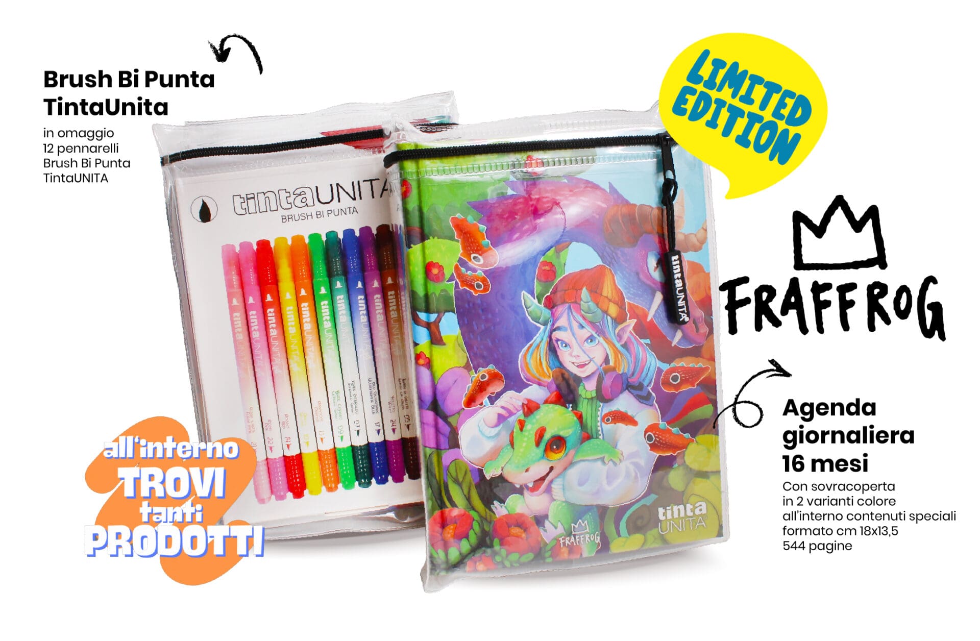 Agenda 16 Mesi TU Fraffrog '24/25 c/accessori tinta UNITA