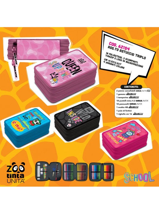 Astuccio portapenne rotondo in tessuto Zoo cod 62154A