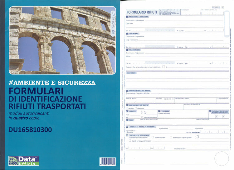 Formulari di identificazione rifiuti trasportati in 4 copie - DU16581030F