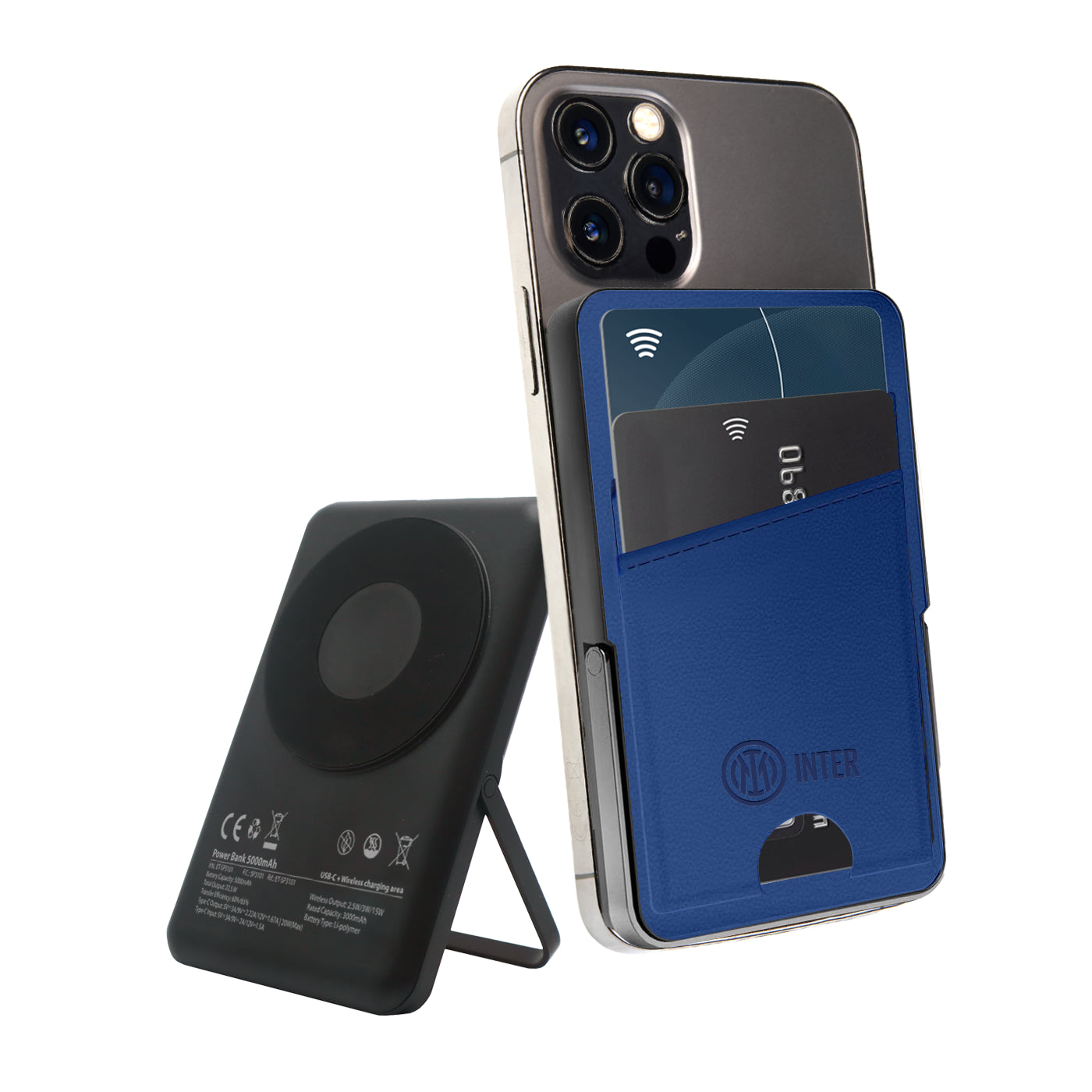 Power bank wireless 5000 MAH con Portacarte Inter Blue