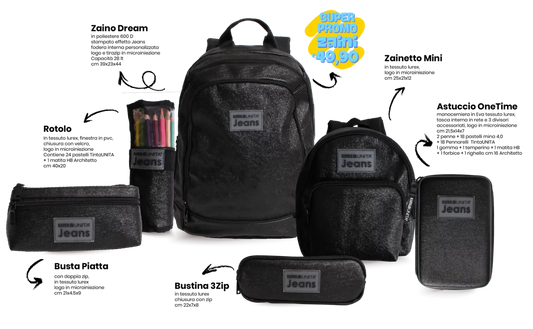 One Time TU Jeans nero glitter Cod. 61092