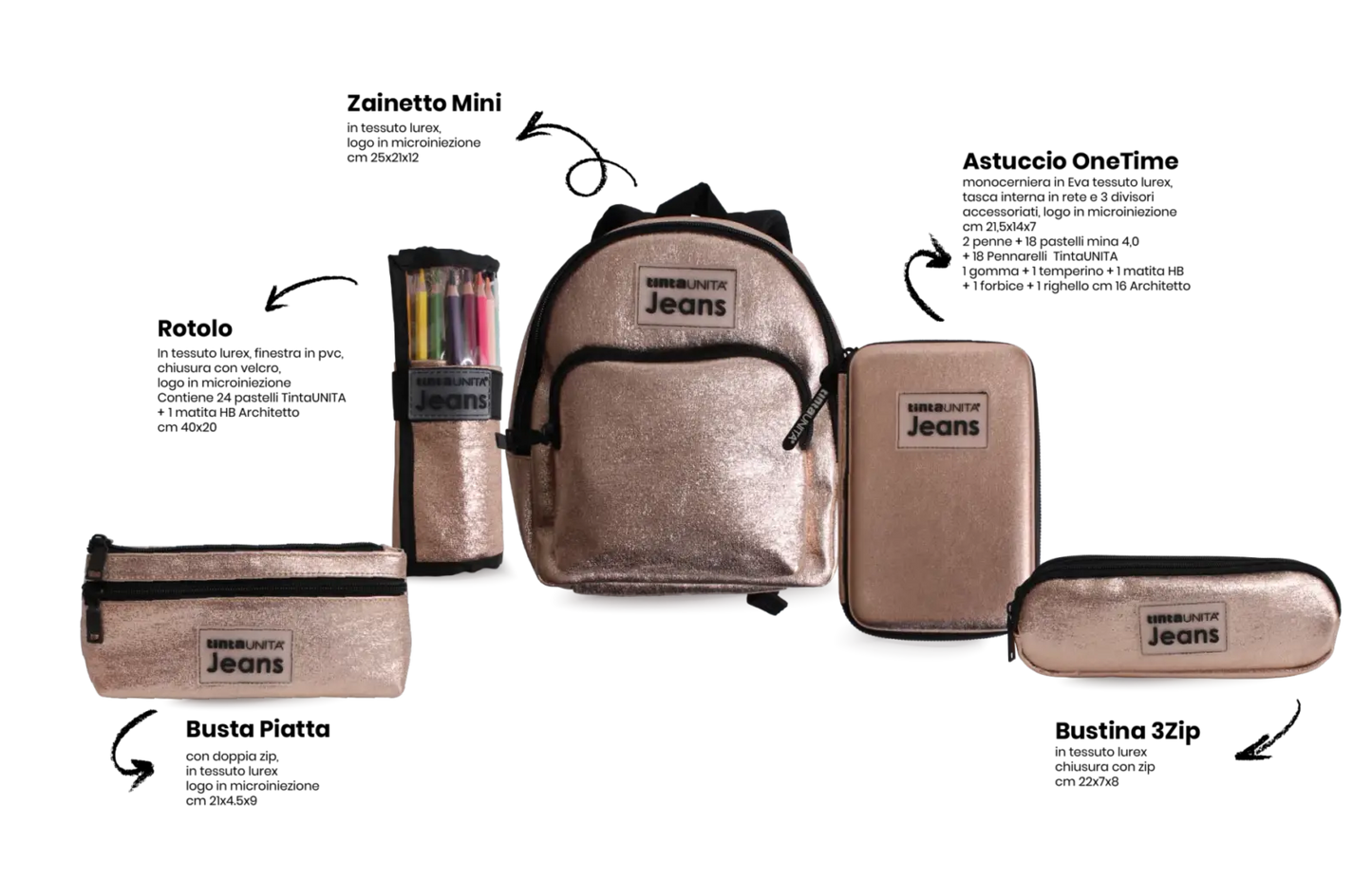 Astuccio Oval Lurex Nero/Argento/Champagne TU Jeans Cod. 61100/61101/61102