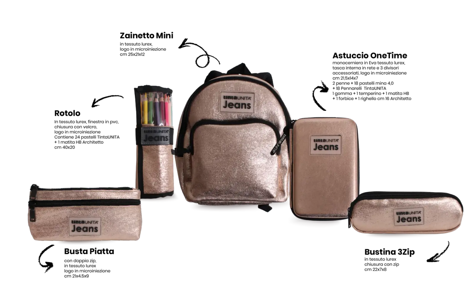 Astuccio Oval Lurex Nero/Argento/Champagne TU Jeans Cod. 61100/61101/61102