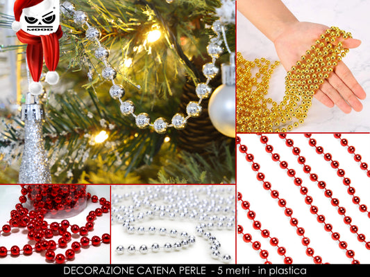 Decorazione catena di perle 5 m. Colori assortiti Cod. XT2440