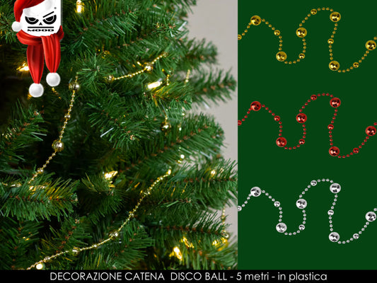 Decorazione catena di perle Disco ball 5 m. Colori assortiti Cod. XT2441