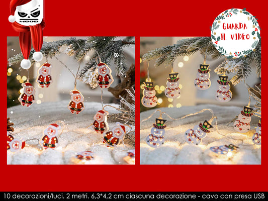 Catena di luci con personaggi 10 led 2 m Cod. XT2683