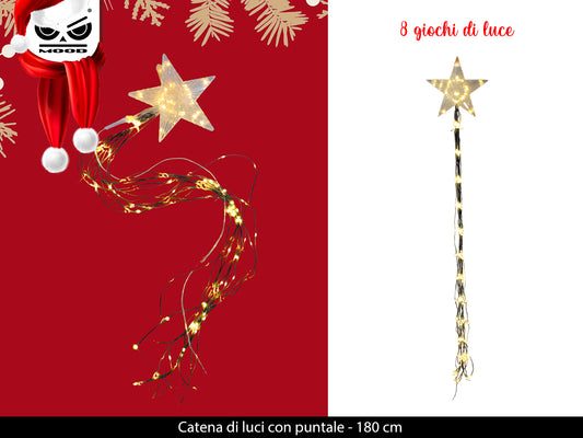 Catena di luci con puntale 8 giochi 180 cm Cod. XT3329