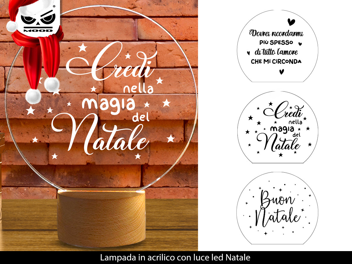 Lampada in acrilico con luce led natale Cod. XT3395