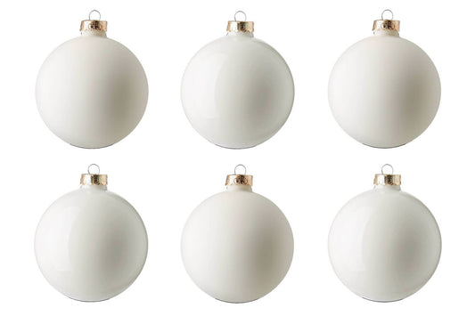 Set 6 palle in vetro D. 8 cm Wool white Cod. 140392