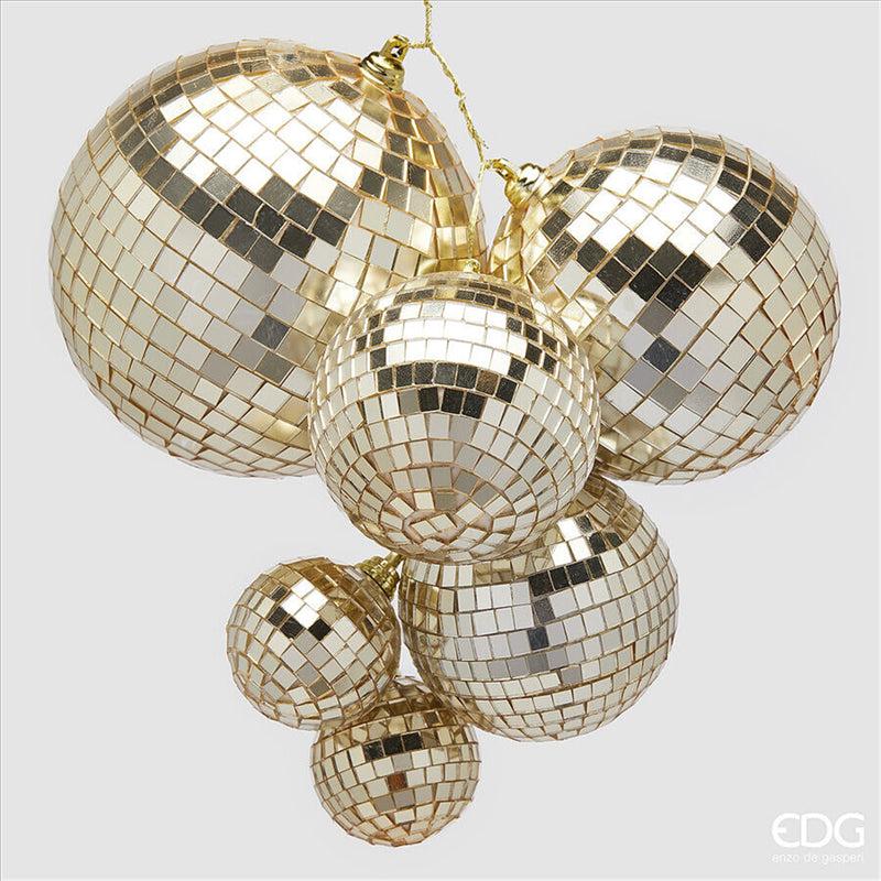 Appendini a grappolo Palla a specchio Oro D. 20 cm Cod. 6500481A011