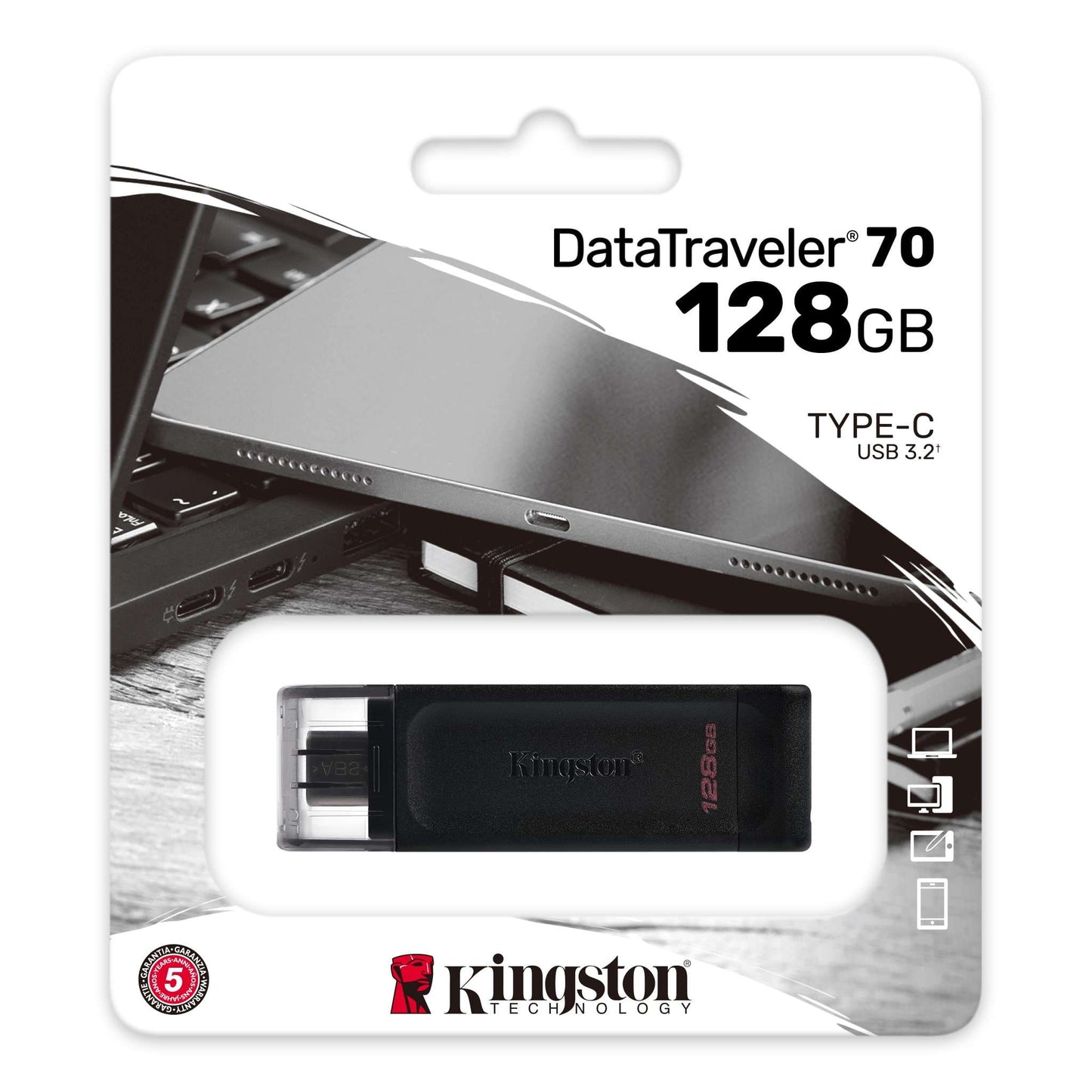 Memoria chiavetta Kingston DataTraveler 70 Memoria USB tipo C da 128 Gb