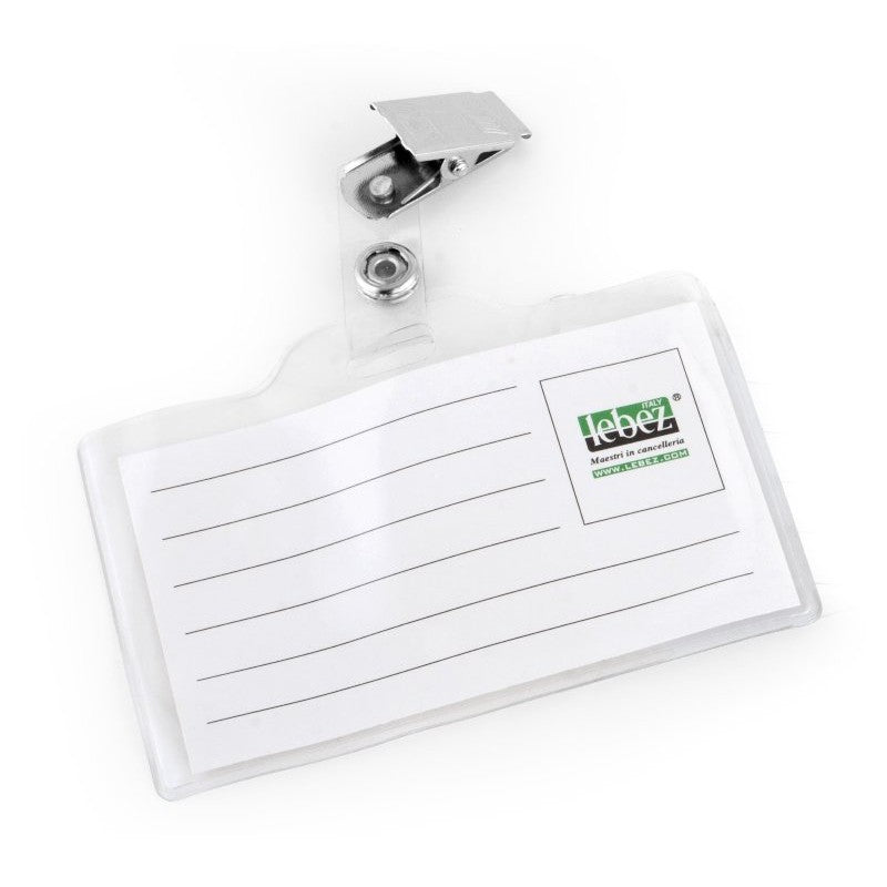 Portabadge 9 x 6 cm orizzontale c/clip Cod. 31-140-B