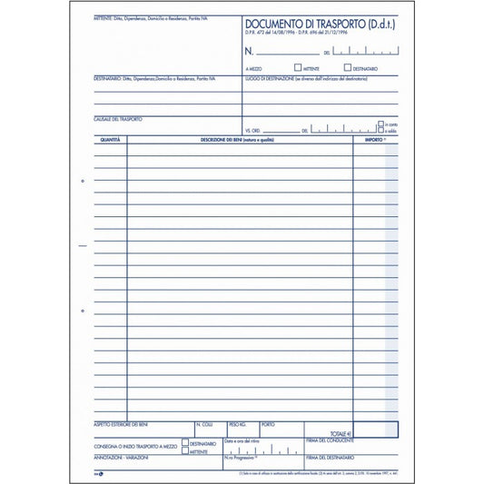 Blocco Documento di trasporto duplice copia A4 271.2