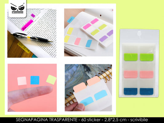 Segna pagina trasparente 3 colori 60 sticker Cod. ST6416