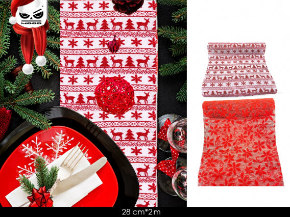 Runner in tessuto con decorazione in velluto Cod. XT1776