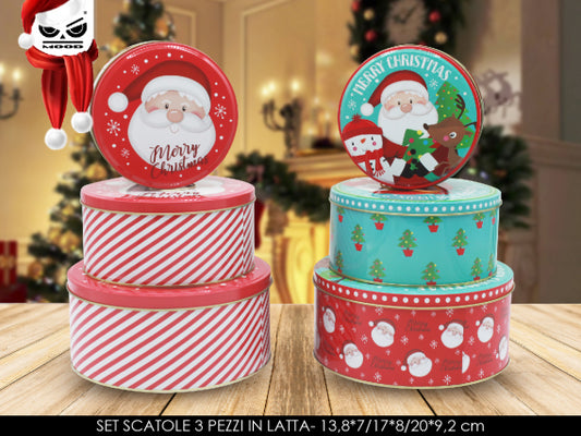 Set 3 scatole rotonde in latta Cod. XT2124