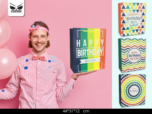 Sacchetto regalo Happy Birthday multicolor mis. L Cod. ST6284