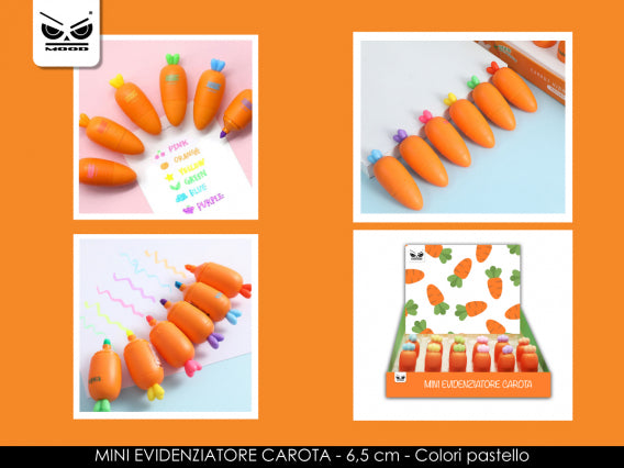 Mini evidenziatore carota 6 colori Cod. ST6456