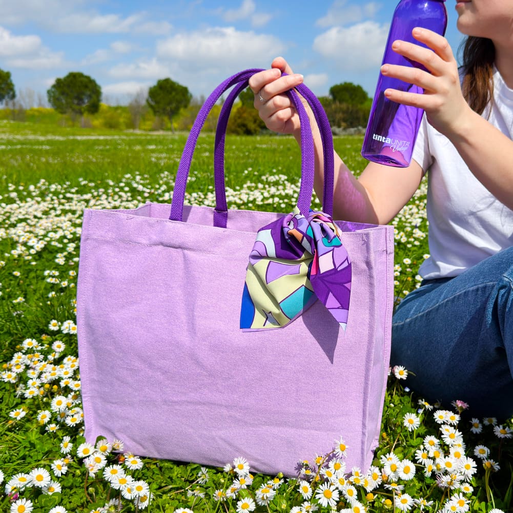 Shopping bag in cotone c/ foulard TU Vintage Cod. 62096A