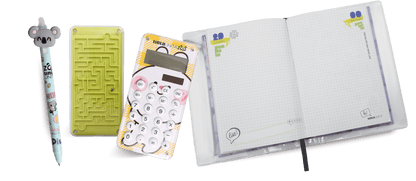 Diario 12 mesi TU Zoo 4 colori con penna e calcolatrice